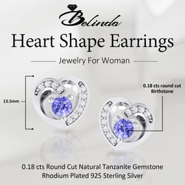 Belinda Jewelz Earrings for Women Sterling Silver Earring Purple Tanzanite Gemstone Stud Earring 0.18 Carat Push Back Cubic Zirconia Birthstone Ladies Jewelry Gift for Wedding Party
