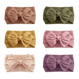 GIDWRIY Pack of 6 Baby Girls' Headbands, Toddlers' Nylon, Baby Bows Hairband, Newborn, Soft Hair Bands, Newborn Hair Bow, Baby Headband, Baby Hair Band, Accessories Baby
