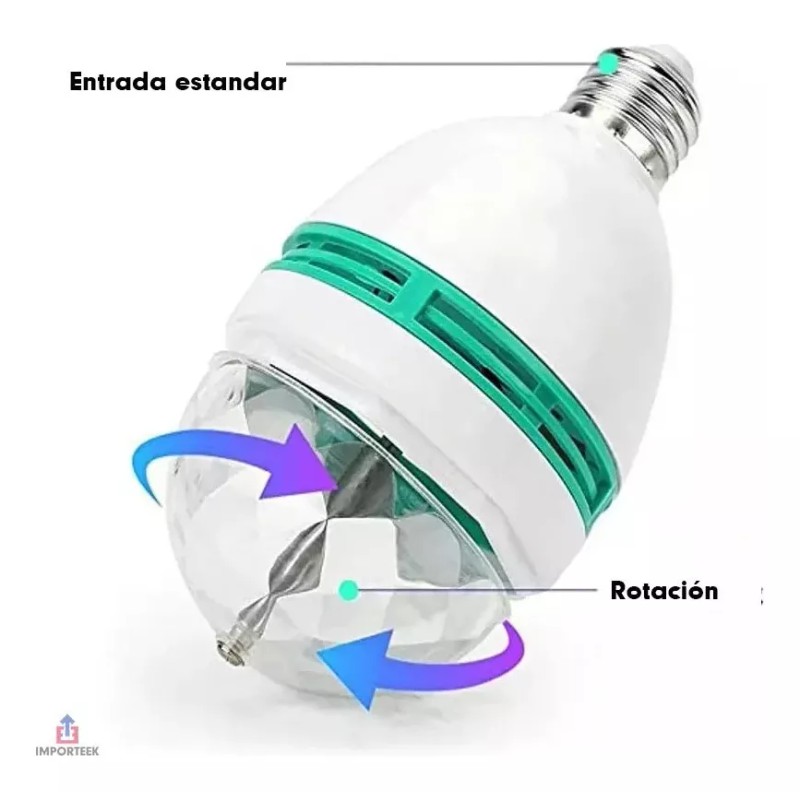 Importeek 10pz Foco Bombilla Led Multicolor Rgb Giratorio Casa Fiesta