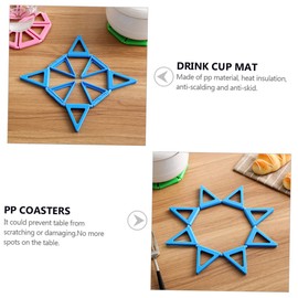 Alipis 4pcs Insulation Pads Drink Cup Mat Expandable Hot Pot Holder Quick Dry Coaster Coasters for Car Non- Slip Coffee Mat Insulation Mat Kitchen Trivets Car Mats Oven Pads Blue Pp