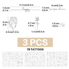 3 Sheets Small Temporary Tattoos for Women Single Line Fake Sticker Semi Permanent Tattoos Waterproof for Makeup Accessories