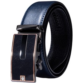 Barry.Wang Mens Belt,Genuine Leather Belts for Men Ratchet Buckle 1 3/8" Sliding Casual Dress,Size Adjustable