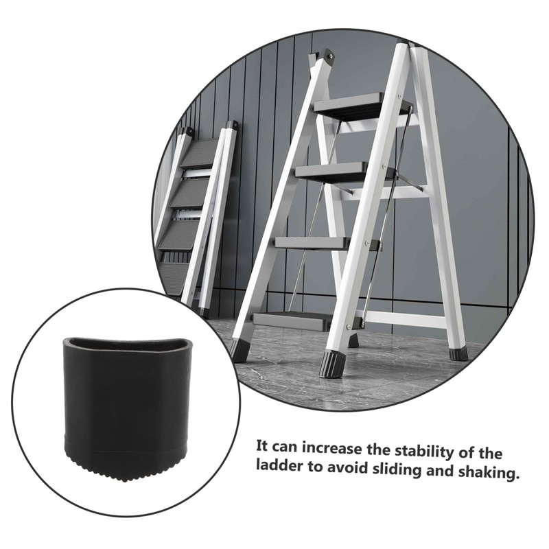 LALAFINA 4pcs Non Slip Ladder Feet Covers Durable Rubber Replacement