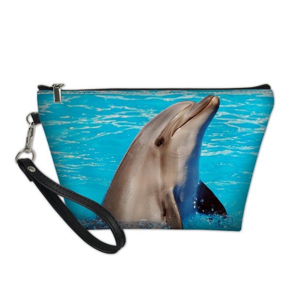 Hugs Idea Fashion Animal Women's Protable Handle Cosmetic Bag small Dolphin