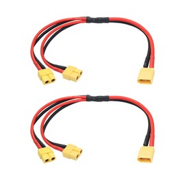 2Pcs XT60 Parallel Battery Connector Cable 1FT, 12AWG 1 Male to 2 Female Y Splitter Adapter Cable, for RC Multicopter Quadcopter