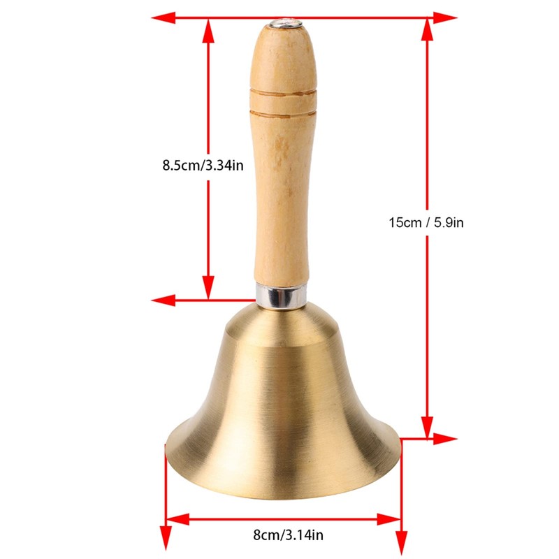 Hand bell, table bell with wooden handle, hand bell, classic