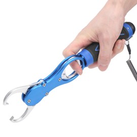 VGEBY Fishing Lip Gripper, Aluminium Alloy Fish Regulator with Portable Scale Fishing Lip Grip (Blue)