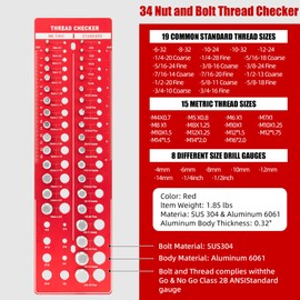 Muscovite Thread Checker, 42 Nut and Bolt Thread Checker, Bolt Size and Thread Gauge with 19 Standard & 15 Metric and 8 Drill Bit Gauge, Bolt and Nut Thread Identifier Gauge, Screw Thread Gauge