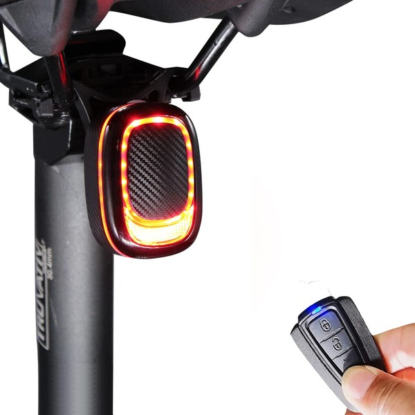 Gelielim Bicycle Tail Light, Red, Anti-Theft Alarm with Remote Control,