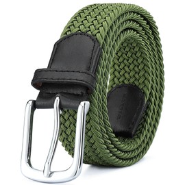 MOZETO Elastic Stretch Belt Width 3.3 cm, Fabric Belt Stretch Belt Braided Belt for Men and Women, Green