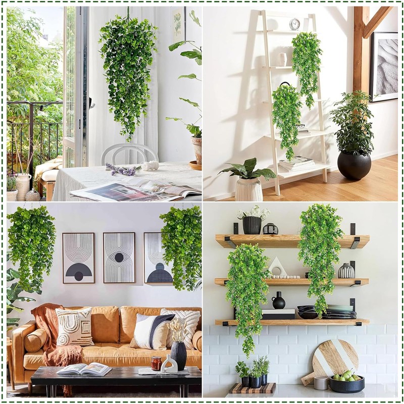 Fake Trailing Plant 2 Pack, Hanging Plant Eucalyptus & Persian