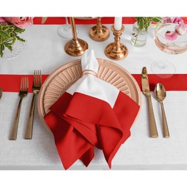 Solino Home Rojo y White servilletas de Tela Lino, Juego de 4 – 20 x 20 Pulgadas 100% Lino Puro Cocina Servilletas de Cena – Contempo