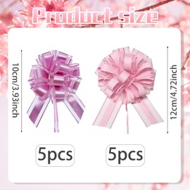 QXCFTW 10 Pcs Pink Bows for Gift Wrapping, 4-5 inch Car Ribbon for Wedding, for Baskets Wedding, Valentine's, Birthday Gift, Christmas, Flower, Car Wrapping Bow Pull Bows