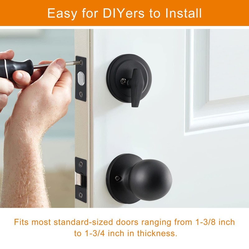 Natsukage Front Door Handle Heavy Duty Entry Lock Matte Black