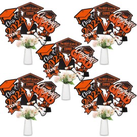 2023 Graduation Table Decorations Set of 24 Grad Centerpiece Sticks Congrats Graduation Party Decoration High School College Table Toppers Graduation Party Supplies for Class of 2023(Orange)