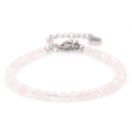 Genuine Gemstone Bracelet with Faceted 4 mm Beads, Adjustable Length, Healing Stone, Protective Stone, Lucky Charm, Talisman Gift, Gemstone