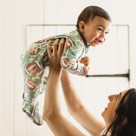 Burt's Bees Baby Boys' Organic Cotton Sleep and Play Footed Pajamas, One-piece Zip Front Romper, Baby Essentials