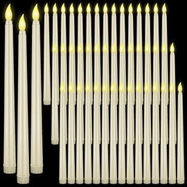 Waritili 48 Pack Flameless Taper Candles Bulk 11’’ LED Taper Candlesticks Battery Operated Plastic Lights Window Candles for Christmas Birthday Wedding Party Church Table Home Decor (Ivory)