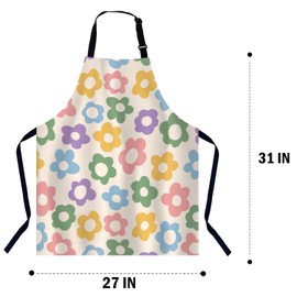 BGBDEIA Vintage Colorful Groovy Flowers Apron Adjustable Neck Bib Apron for Men Women,Suitable for Kitchen Cooking Waitress Chef Apron