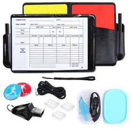 MOYWYCNO 2 Piece Football Referee Set with Red, Yellow Card, Whistle and Side Selector Switch for Football Games and School Sports