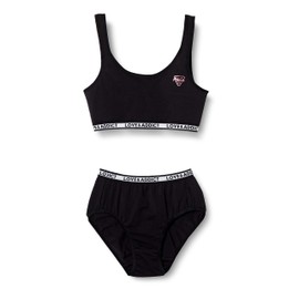 GALO 150-165 Girls' Bra and Shorts Top and Bottom Set, Soft Cups, Absorbent and Quick Drying, Pair, Black