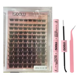 ISOOLU Fairy Lash Clusters Kit 8-14mm Manga Individual Lashes C Curl Wispy Eyelash Clusters WideSpan Eyelash Extension Kit with Lash Bond and Seal Wet-Look Spiky Cluster Lashes