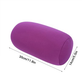 Fdit Round Neck Roll Micro Mini Microbead Back Pillow Roll Decorative Cushion Travel Home Sleep Neck Support Comfortable (Purple)