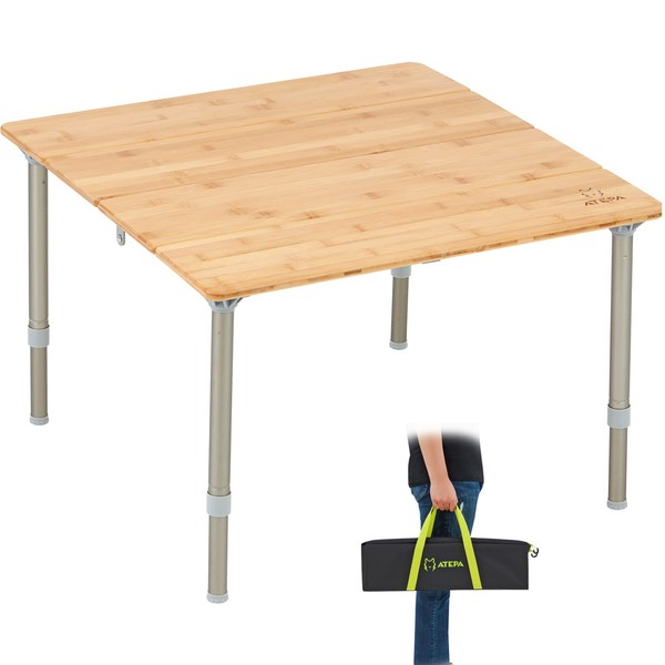 ATEPA Lightweight Stable 4 Bamboo Outdoor Adjustable Height Compact Portable