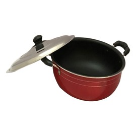 Aluminium Non-Stick Kadai with Lid,Non-Stick Cookware,Cooking Pan,Deep Fry Kadai, Non-Stick Kadai with Stainless Steel Lid, 2.5 Litres Free Scrubber & Paddle ,Valentine Day Gifts