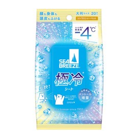Seabreeze Ice Shower Sheets Citrus Sherbet Scented 20 Face & Body Cooling Sheets, 1, 170g / 씨브리즈 아이스 샤워 시트 시트러스 샤베트향 20매 페이스&바디 쿨링시트, 1개, 170g