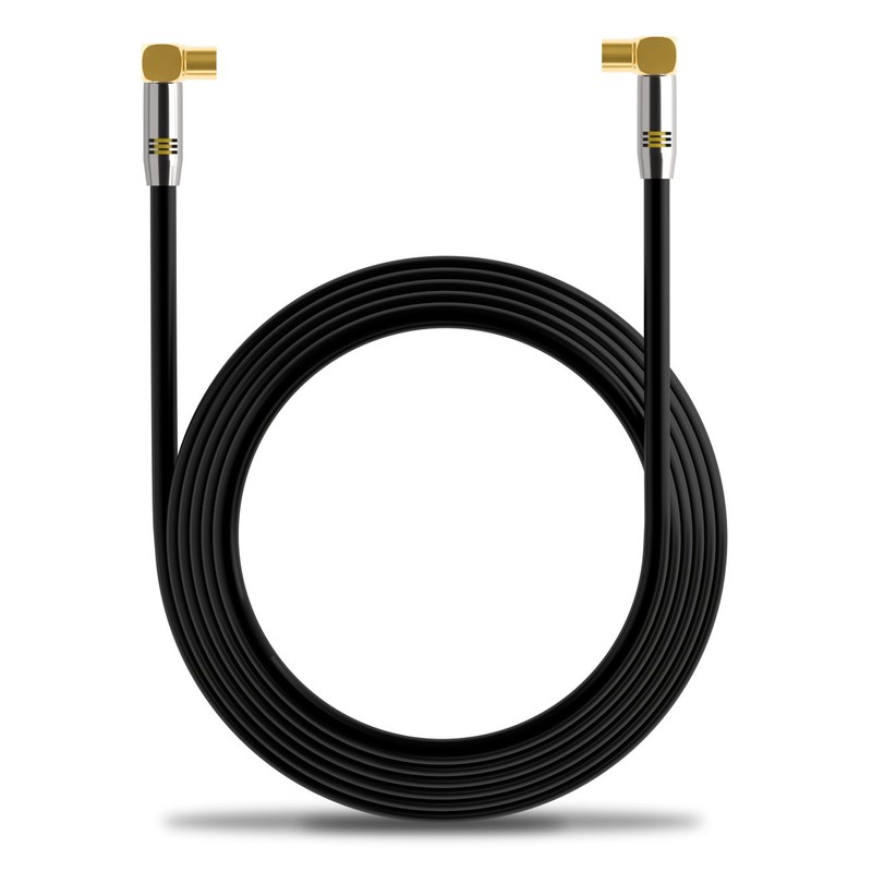 deleyCON TV Cable Plug 90°/Jack 90° Gold-Plated, Black