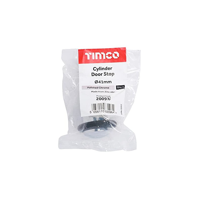 TIMCO Cylinder Door Stop - Polished Chrome - Floor Mounted