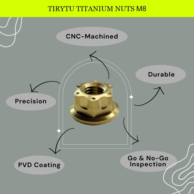TIRYTU Titanium Flange Nut M8x1.25, Gold