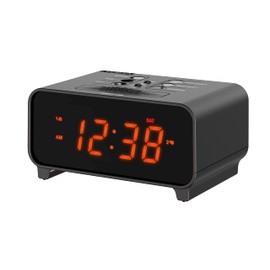 Small Digital Alarm Clocks, Dual Alarms with 4 Alarm Week Modes, Snooze, USB Charger, Auto & Manual Dimmer,12/24Hr,Night Light and Orange LED Display Clock for Bedrooms iTOMA 213