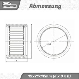 Parts and Parts Needle Sleeve HK1512 15 x 21 x 12 mm, High Precision, Heavy Duty, Low Friction, Durable Needle Bearing for Automotive, Machinery and Mechanical Equipment