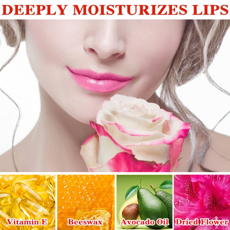 LZYLLS 2 Pack Crystal Jelly Flower Lipstick,Magic Temperature Color Change