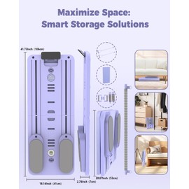 AMAZINGHOME Pro Foldable Pilates Board & Reformer Machine - Multifunctional Home Gym with Ergonomic Elbow Pads, Yoga Bar & Timer, 300lbs Capacity Core Workout Pilates Equipment (Purple)