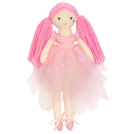 iscream Corps de Ballet Plush Allongé Ballerina with Glitter and Embroidered Accents for All Ages, Pink Hair