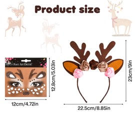 LUYANFX Reindeer Headband, Christmas Headbands, Reindeer Antlers Headband with Face Sticker, Reindeer Headpiece, Children, Girls for Christmas, Carnival, Costumes, Cosplay Party (A)