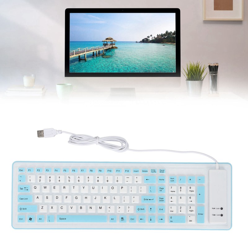 Foldable Silicone Keyboard 103 Keys USB Wired Silicon Foldable Waterproof