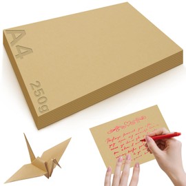 Mbsomnus Pack of 60 Kraft Paper 297 × 210 mm Thick Paper A4 for Printing 250 g/m² Craft Card Brown Paper A4 Thick Paper for Graffiti Art Illustrations Creative Craft Projects
