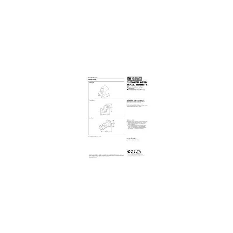 Delta Faucet U4005-PK Adjustable Wall Mount, Chrome,4.00 x 2.00 x