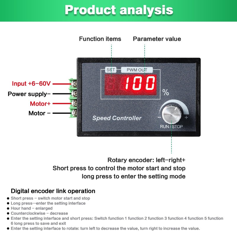Jadeshay Motor Speed Controller, PWM DC Motor Speed Controller DC