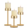 Pillar Candle Holders Set of 3, 3.15" Diameter Gold Candlestick