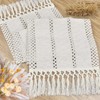 yuboo Boho Table Runner Short, Fall Beige Macrame Coffee Table