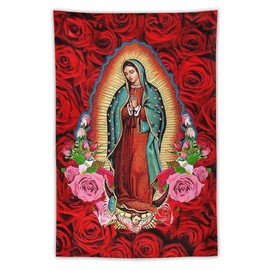 TJSGLEW Virgin Mary Our Lady of Guadalupe tapestry for bedroom aesthetic tapestries Room Home Decor wall hanging tapestry - with Wall Hanging Accessories 40x60inch