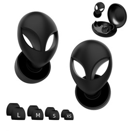 Ear Plugs for Sleeping Noise Cancelling Silicone, Ear Plugs for Noise Reduction 32dB, Soft Reusable Earplugs for Concerts, Sleep Snoring Blocking, Motorcycle, 4 Pairs & Travel Case, Black Alie n