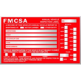 Annual Vehicle Inspection Label Sticker Aluminum FMCSA DOT 6" x 3.5". 50-PACK