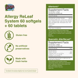 Herbs Etc. Allergy ReLeaf System - Seasonal Discomfort Supplement - Provides Seasonal Support for Sneezing & Itchy Eyes - Supports Sinus Function - 60 Softgels (60 Servings), 60 Tablets (60 Servings)