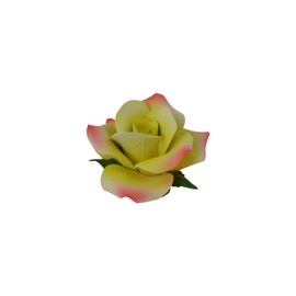 Capodimonte 3.5 Inch Italian Handmade Ceramic Yellow and Pink Rose